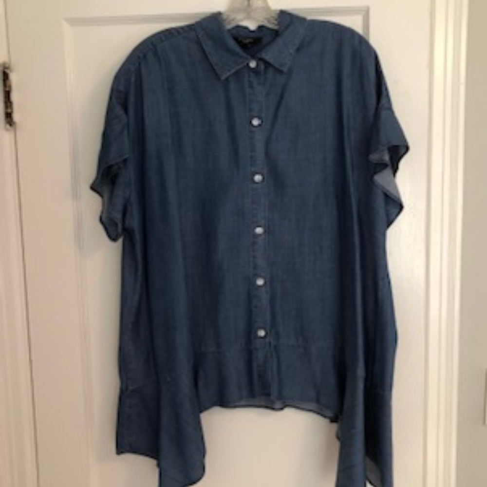 Blue short sleeve blouse